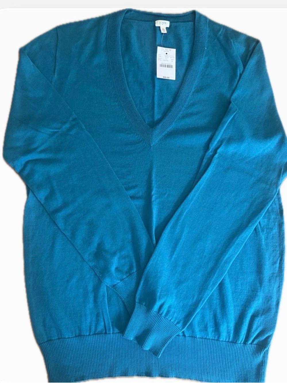J.Crew Teal V-Neck Lightweight Sweater